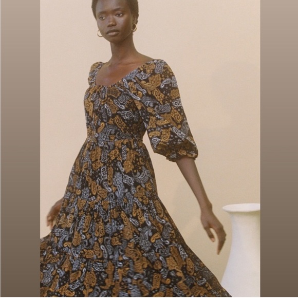 Faithfull the Brand Darsha Midi Dress Ankara Paisley Print, Size 4, Retail $309 - Picture 9 of 15